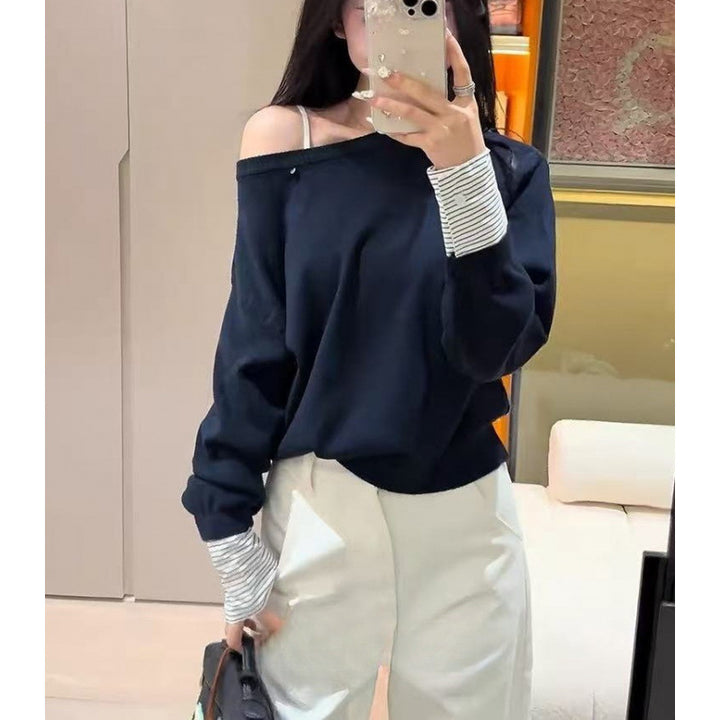 Damen lässiger Pullover mit abnehmbarem Innenarm Drune