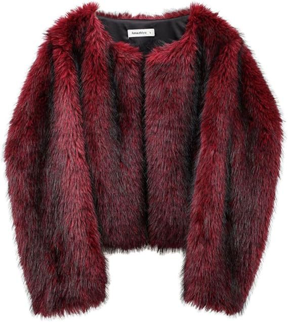 Damen Plush-Cropped-Jacke mit elegantem Fellbesatz Drune