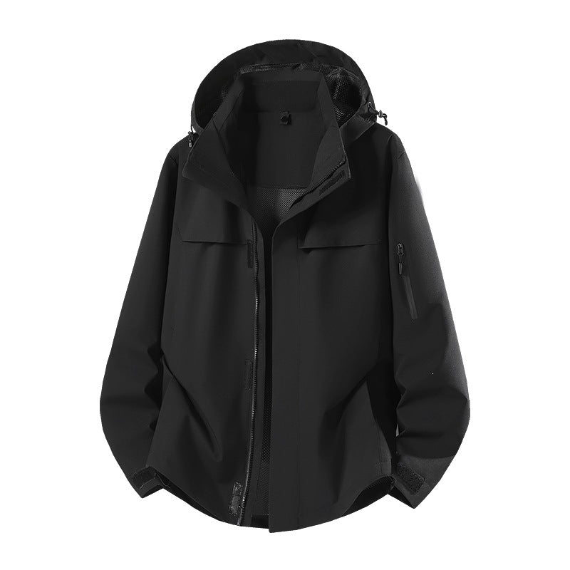 Herren Leichte wasserabweisende Kapuzen-Softshell-Übergangsjacke mit Meshfutter & Utility-Taschen Drune