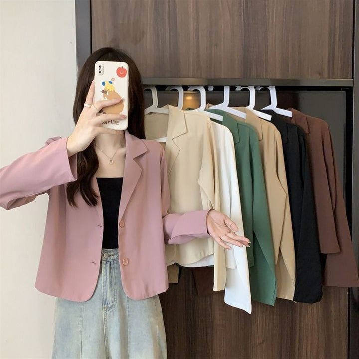 Damen modische Kurzjacke mit eleganter Knopf-Ausschnitt Drune
