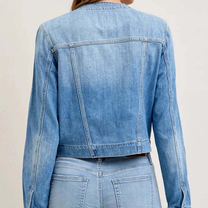 Damen Denim-Jeansjacke mit lässiger Passform und modernen Details Drune