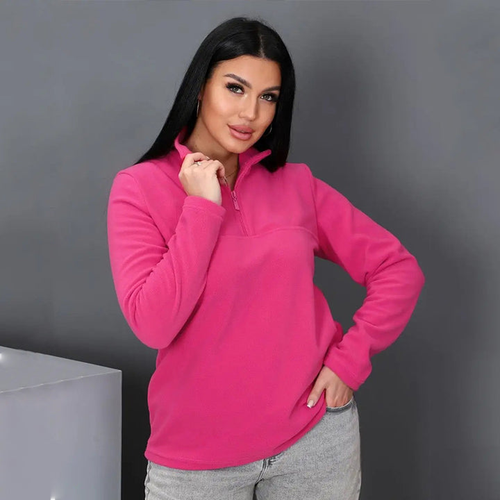Damen Fleeceoberteil mit kurzem Halbzip und Stehkragen Drune