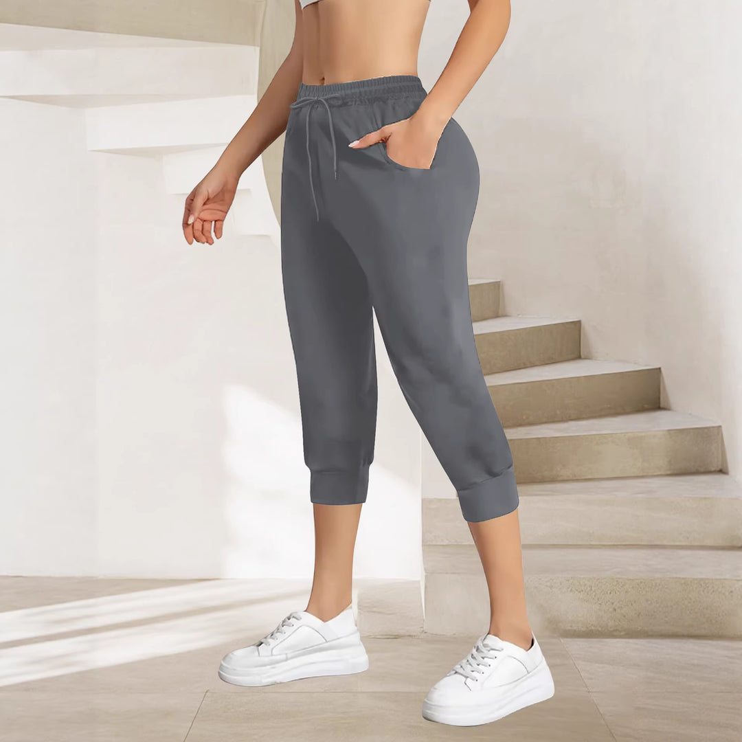 Damen Atmungsaktive Ankle-Joggerhose mit Kordelzug und Eingrifftaschen Drune