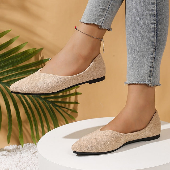 Damen nan spitze Ballerina-Slipper aus Veloursoptik mit gepolsterter Komfortinnensohle Drune