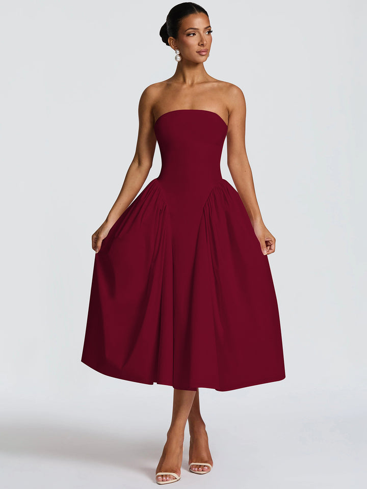 Damen Maxikleid mit schulterfreiem Design und fließendem Schnitt Drune