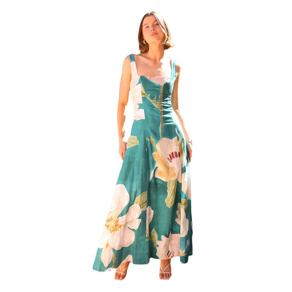 Damen Maxikleid mit floralem Design und taillierter Passform Drune