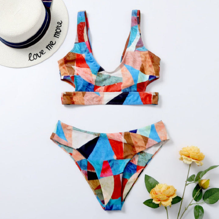 Damen Sport-Bikini mit geometrischem Design und breiten Trägern Drune