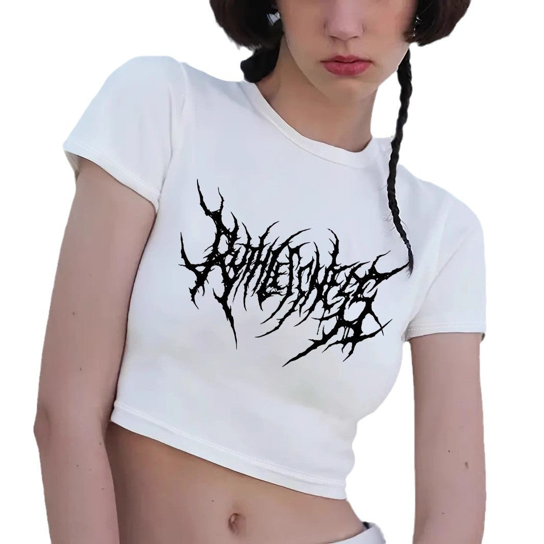 Damen Crop-T-Shirt mit verspieltem Kirschmotiv und elegantem Schleifenprint Drune