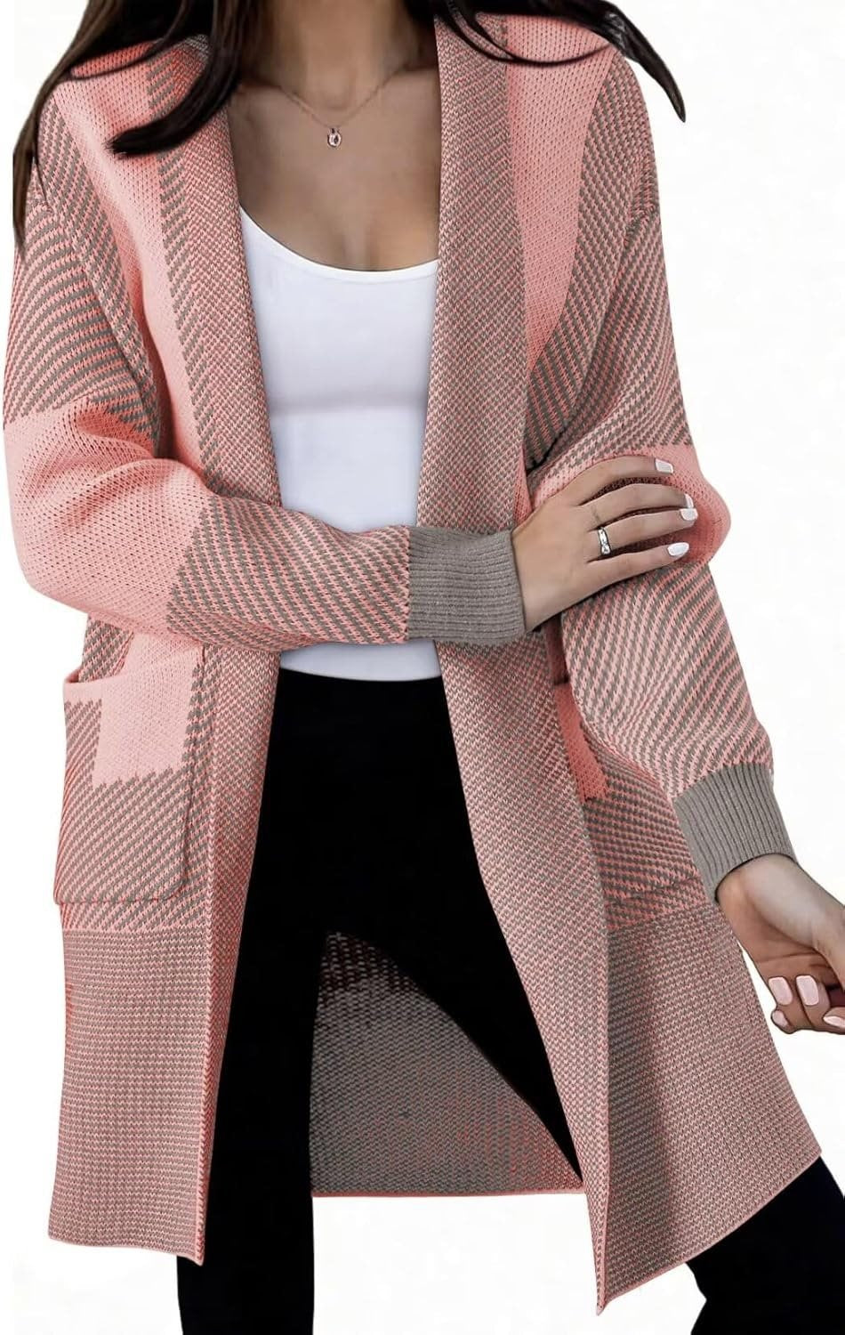 Damen Strickjacke mit modischem Muster und praktischen Taschen Drune