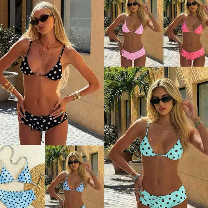 Damen Trendiger Punkte-Bikini mit verstellbarem Höschen Drune
