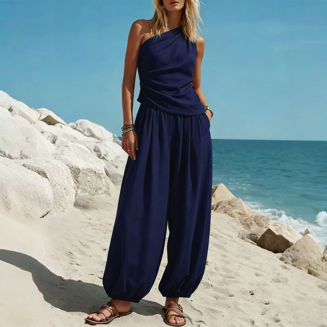 Damen Elegantes Einteiler-Outfit mit Fließendem Schnitt und One-Shoulder-Design Drune