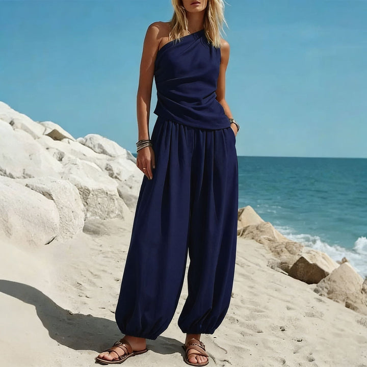 Damen Elegantes Einteiler-Outfit mit Fließendem Schnitt und One-Shoulder-Design Drune