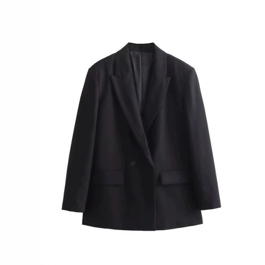 Damen Doppelreihiger Boxy-Blazer mit kastiger Silhouette und Reverskragen Drune