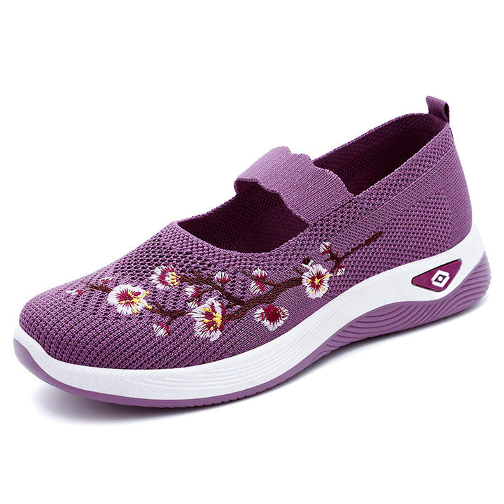 Damen Sportliche Slip-On Sneakers mit floralem Stickdesign Drune