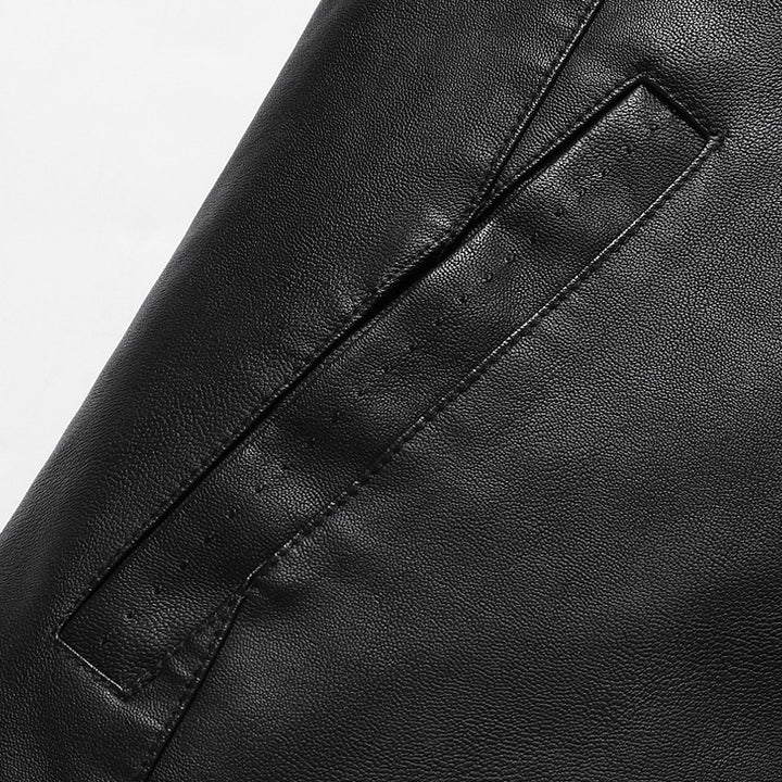 Herren Schlichte Kunstleder-Cityjacke mit Stehkragen, Zweiwege-Reißverschluss & Eingrifftaschen Drune