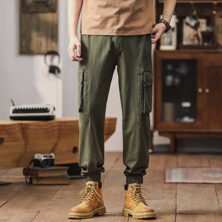 Herren Locker geschnittene Cargo-Jogginghose mit elastischem Bund und Mehrfach-Taschen Drune