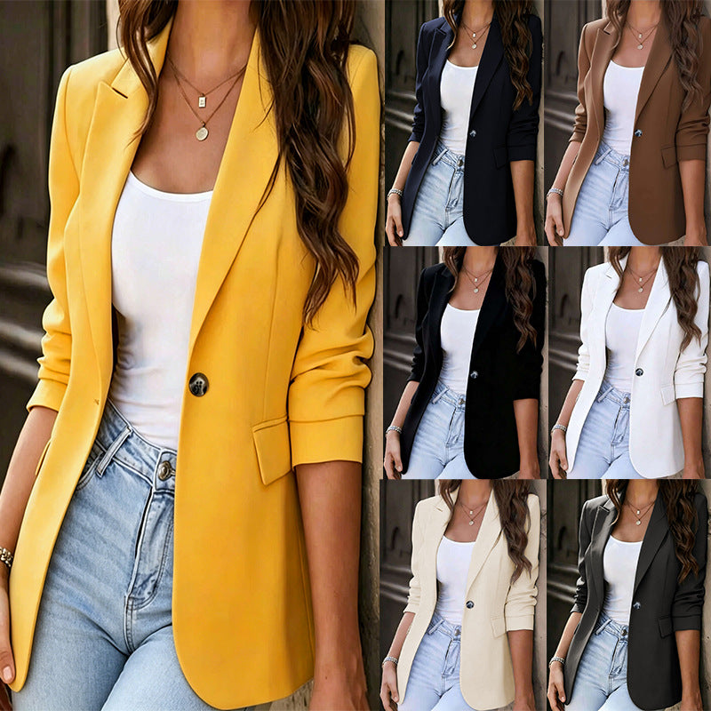 Damen Taillierter Ein-Knopf-Blazer mit Pattentaschen und schmaler Silhouette Drune