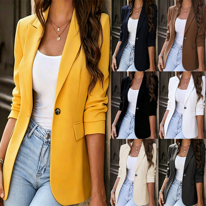 Damen Taillierter Ein-Knopf-Blazer mit Pattentaschen und schmaler Silhouette Drune