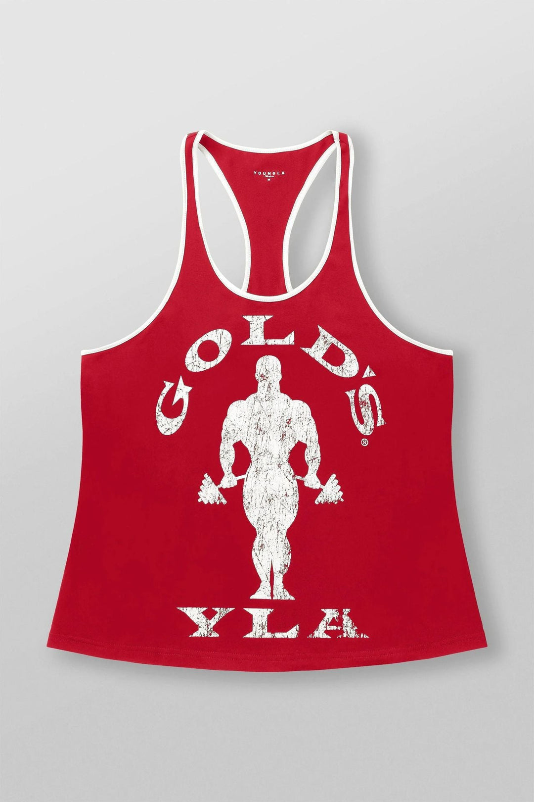 Herren nan athletisches Stringer Tanktop rückenfreier Schnitt mit Kontrastpaspel und Kraftsportmotiv Drune