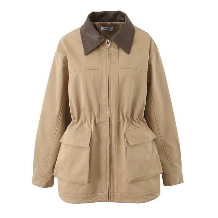 Damen Windbreaker Jacke mit bequemer Tailleinstellung und extra großen Taschen Drune