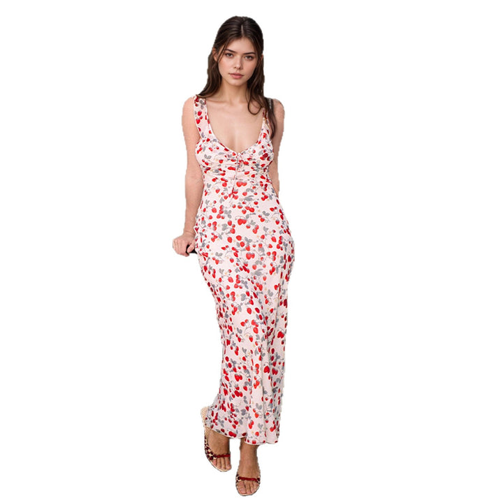 Damen Strandkleid mit verstellbarem Halterneck und floralem Muster Drune