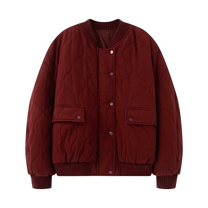 Damen Stepp-Bomberjacke mit Oversize-Silhouette, gerippten Bündchen und Pattentaschen Drune