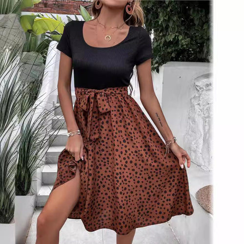 Damen Midikleid mit ausgestelltem Rock und modischem Punktedesign Drune