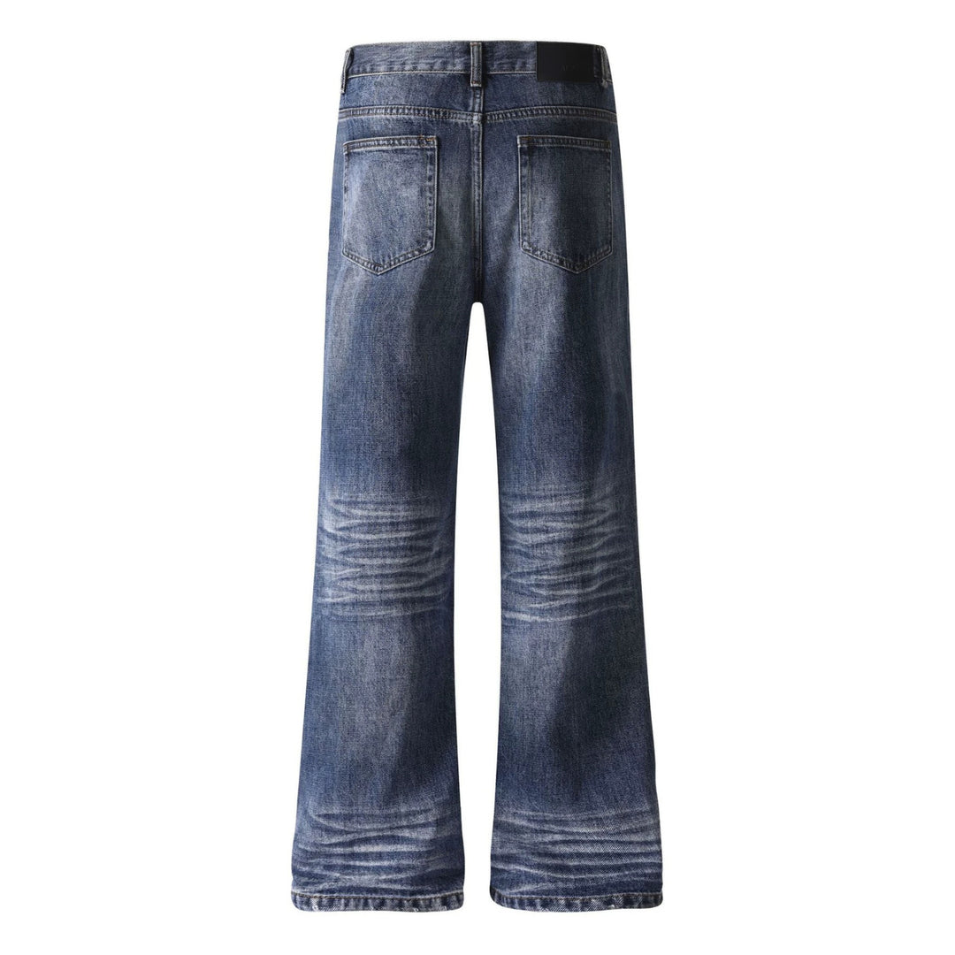 Damen weite Cropped-Jeans mit hoher Taille und Used-Effekt Drune