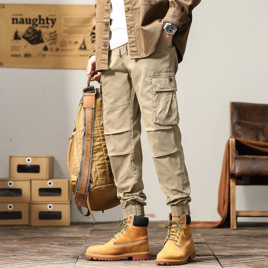 Herren Utility-Cargo-Jogginghose mit Tunnelzug, Multifunktionstaschen und elastischen Bündchen Drune
