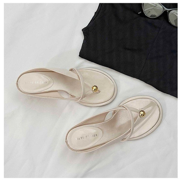 Damen Elegante Mule‑Sandalette mit Zehenring, filigranen Riemchen und sculpted Kitten‑Absatz Drune