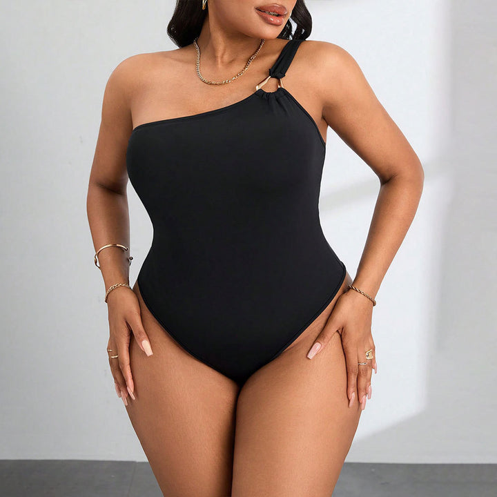 Damen Einteiler Badeanzug mit asymmetrischem Design und raffiniertem Schulterdetail Drune