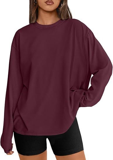 Damen Oversize-Sweatshirt mit Rundhalsausschnitt und verlängertem Saum Drune