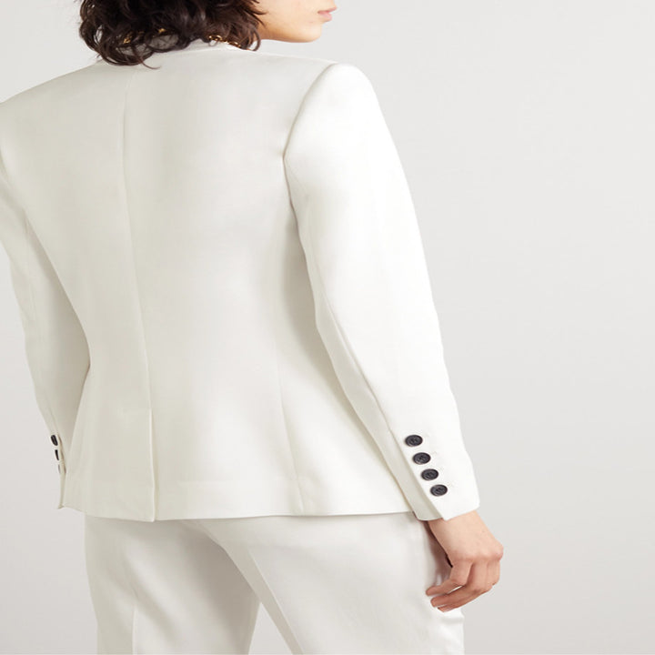 Damen Zweiteiliges Tailoring-Set aus Stretchkrepp mit offenem Longblazer und verkürzter Zigarettenhose Drune