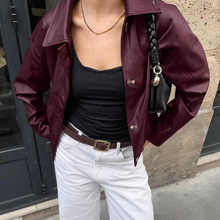 Damen Kunstlederjacke im modischen Oversized-Schnitt Drune