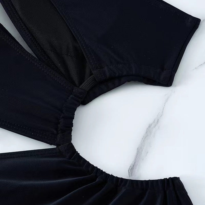 Damen Einteiler Badeanzug mit asymmetrischem Schnitt und Raffung Drune