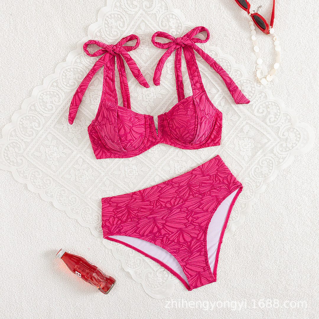 Damen Push-Up Bikini mit verspieltem Schleifen-Design Drune