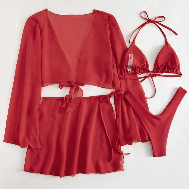 Damen Baumwoll Strandset mit lässigem Wickeldesign Drune