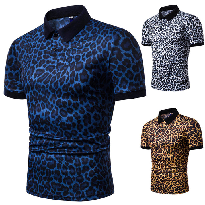 Herren Polo-Shirt mit aufregendem Leopardenmuster und modernem Schnitt Drune