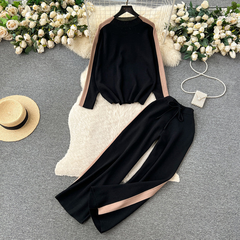 Damen sportliches Lounge-Set mit kontrastierenden Seiteneinsätzen Drune