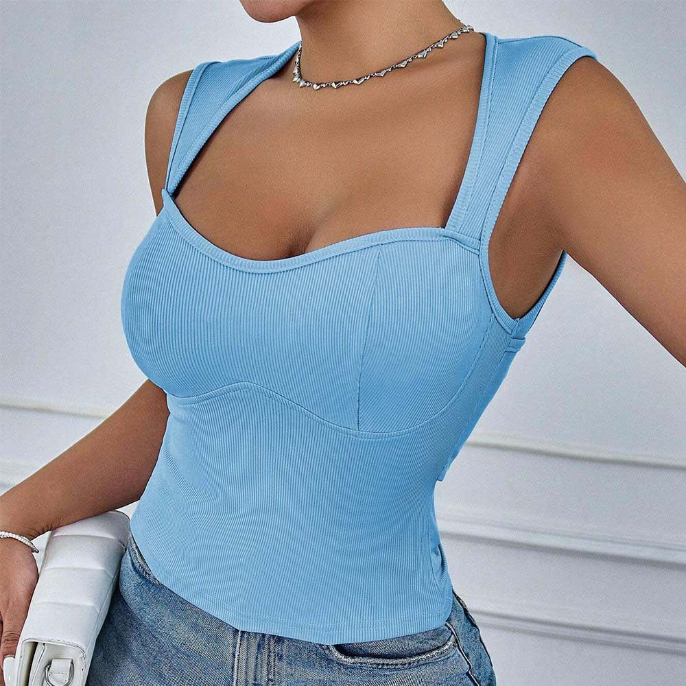 Damen Crop-Top mit modischem Rippendesign und schmalen Trägern Drune