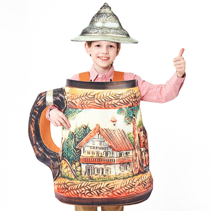 Unisex nan traditioneller keramischer Bierkrug mit Zinndeckel und handbemaltem Reliefmotiv Drune