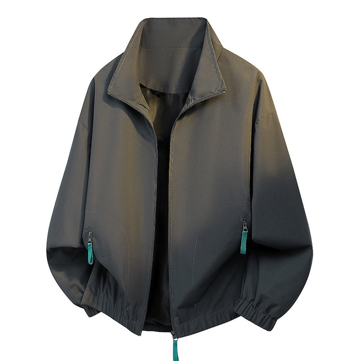 Herren urbaner Zip-Blouson mit Stehkragen, kontrastierenden Zipper-Pulls und elastischem Saum Drune