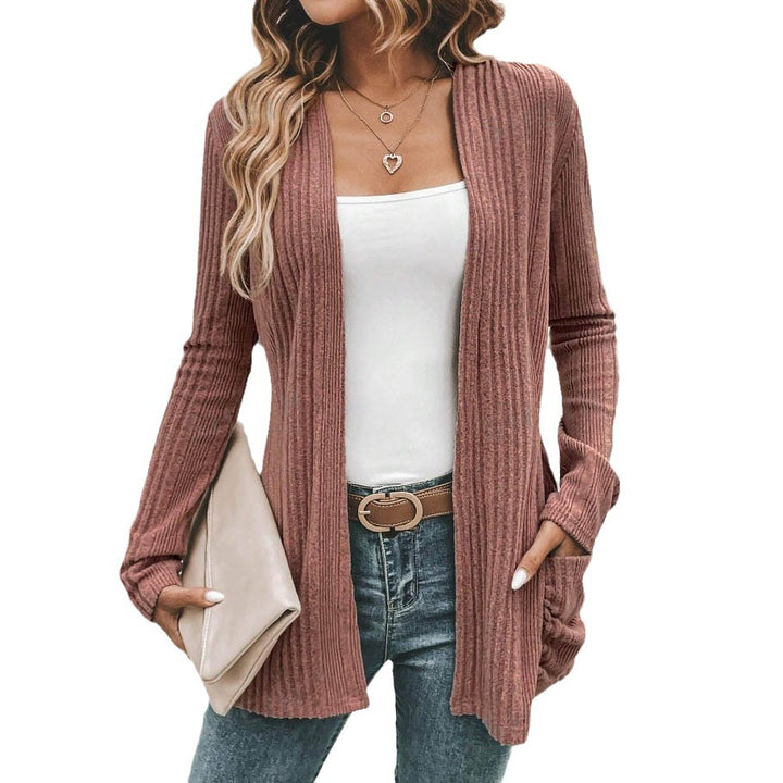 Damen Feinstrickjacke mit tiefem V-Ausschnitt und praktischen Taschen Drune