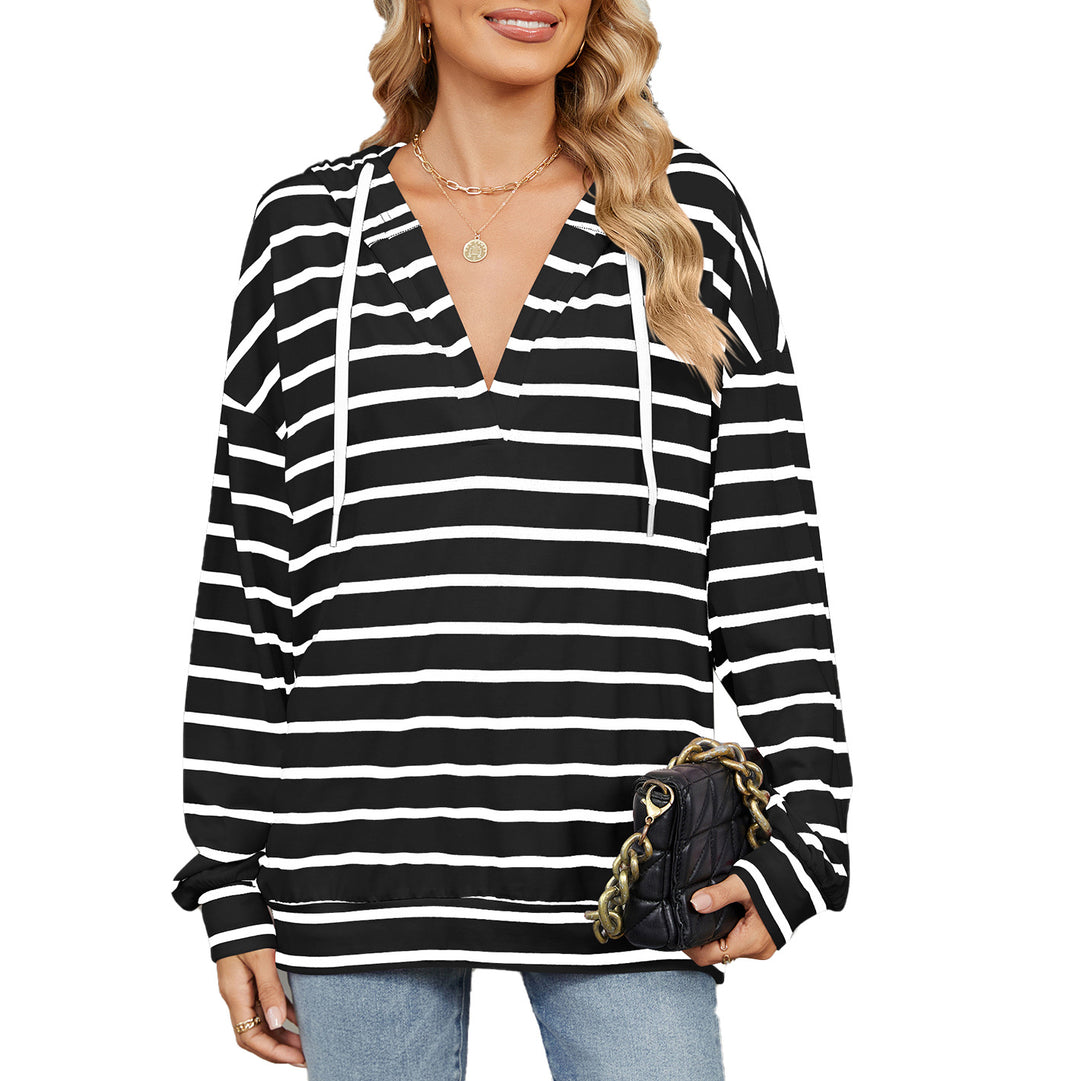 Damen Kapuzenpullover mit modischem Streifenmuster und lässiger Passform Drune