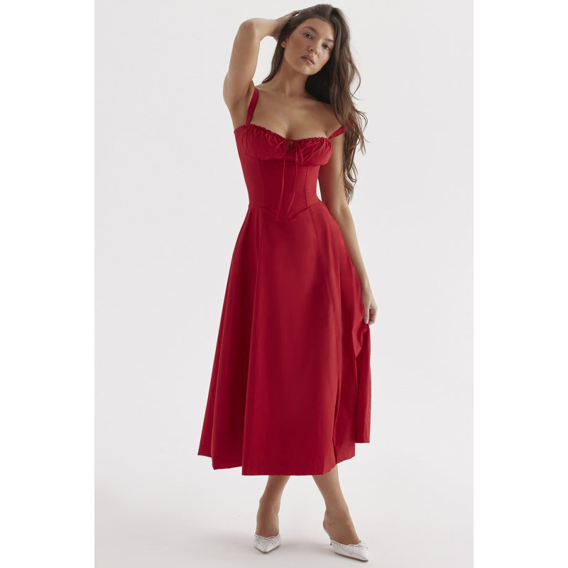 Damen Maxikleid mit floralem Design und elegantem Schlitz Drune