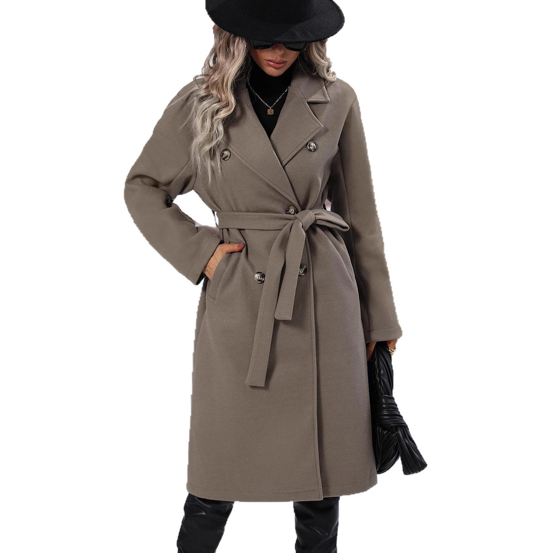 Damen eleganter Oversized-Mantel mit doppelter Knopfleiste und schickem Gürtel Drune
