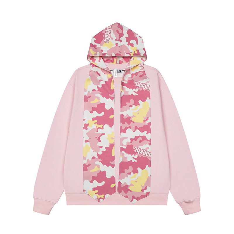 Damen Kapuzen-Sweatshirt mit überlanger Schal‑Optik und Frontzip Drune