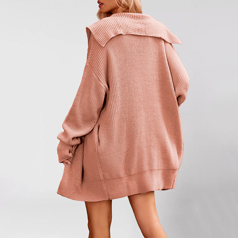 Damen Strickjacke mit Kapuze und weichem Waffelmuster Drune