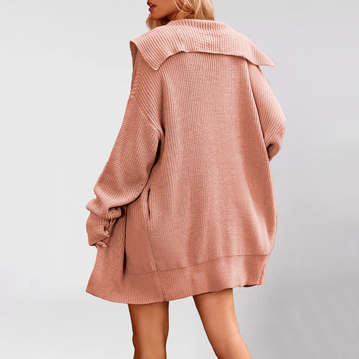 Damen Strickjacke mit Kapuze und weichem Waffelmuster Drune