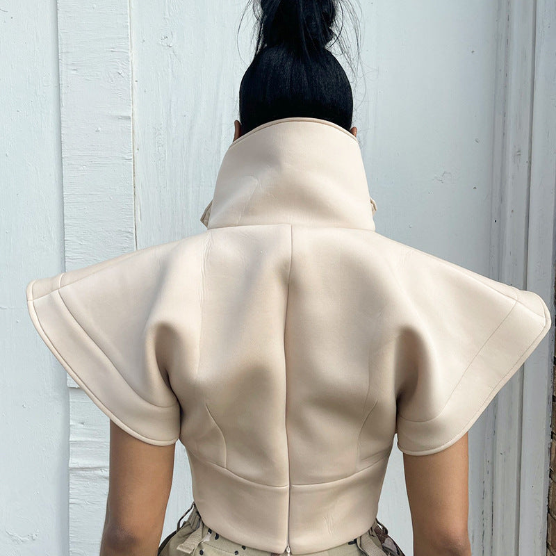 Damen Cropped Blazer mit oversized Kragen Drune
